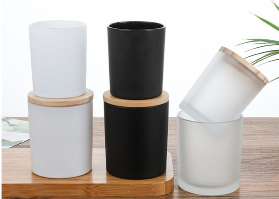 Glossy Black Cylinder Glass Candle Vessel Glass Candle Jar with Flat Bottom