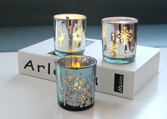 Glass Candle Cup Glass Electroplated Candle Jars Engraved Candle Jar