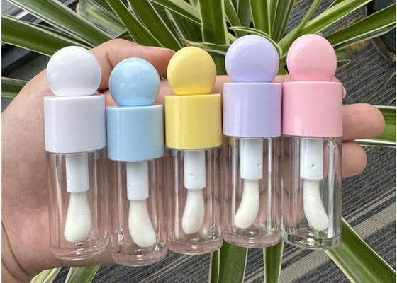 4ml Pink White Big Brush Applicator Lip Gloss Tube Custom Label Lip Oil Plumper Tubes Bottle