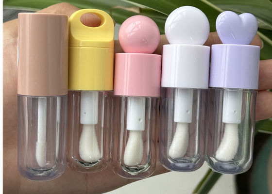 5ml Unique Pink White Big Brush Applicator Lip Gloss Tube Custom Label Lip Oil Plumper Tubes Bottle