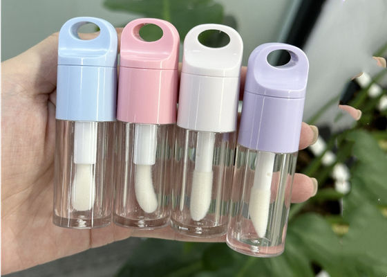 4ml Pink White Big Brush Applicator Lip Gloss Tube Lip Oil Plumper Tube With Key Chain