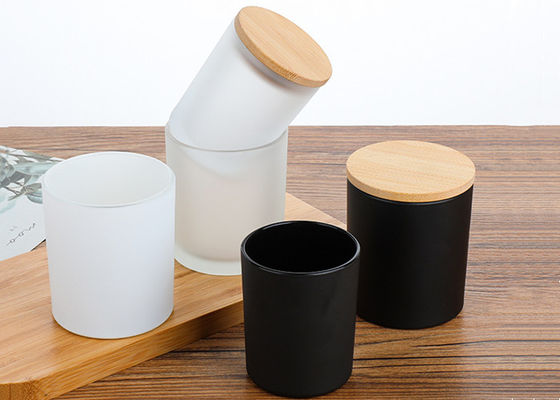 Glossy Black Cylinder Glass Candle Vessel Glass Candle Jar with Flat Bottom