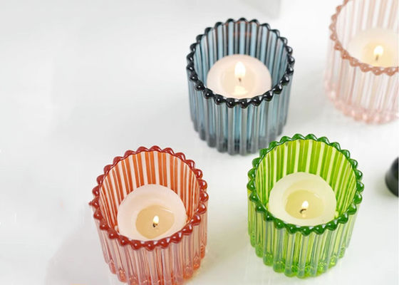 Custom color Empty Heat-resistant Thick Glass Candle Holders for Scented Candle