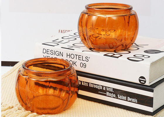 Pumpkin Shaped Candle Thanksgiving Pumpkin Spice Scented Candle Jars Fall Autumn Decoration Farmhouse Candle Holders