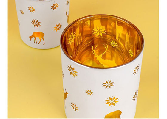 Carved Gold Ancient Castle Christmas Glass Candle Jar For Home Decoration