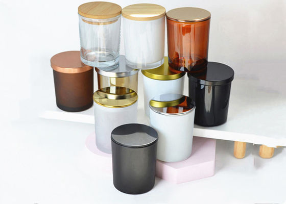 Customized Logo 10oz Luxury Transparent Black Transparent White Empty Glass Candle Containers Candle Jars With Lids