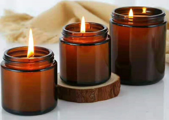 Empty Soy Wax Glass Candle Container 8oz 250ml 12oz Wide Mouth Amber Glass Candle Jar With Screw Metal Gold Lid