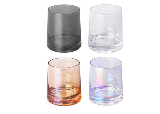 Home Decor Luxury Electroplate Glossy Black Amber Glass Candle Jar with Bamboo Lid for Candle Making