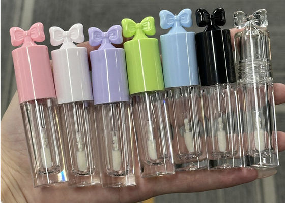 Custom logo clear 2.5ml Bow Cover Lip Gloss Tube Packaging For Makeup