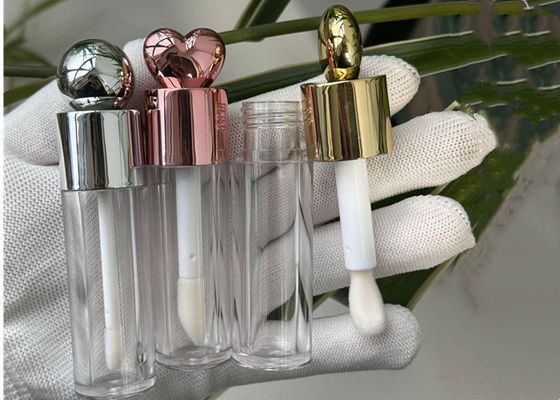 OEM Custom Logo 4ml 6ml Cute Lid Rose Gold/gold/sliver Lip Gloss Bottle with Big Brush