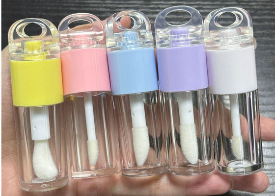 Keychain Hole Shape Cap 4ml Thick Round Lip Gloss Rod Tube Unique Large Brush Lip Gloss Bottle Lip Gloss Container