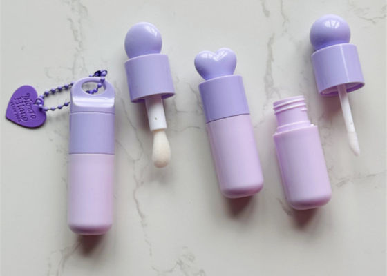 5ml Bubble Round Purple Lip Gloss Packaging Tube with Large Brush Plastic Tube Packaging