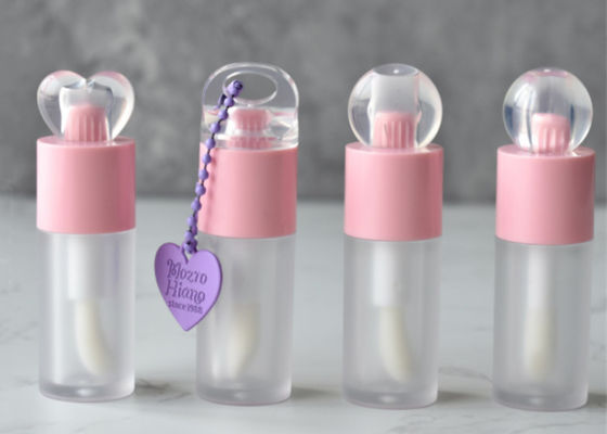 Flat Cap 4 ml Round Lip Oil Bottle Custom logo Big Brush Lip Gloss Tube