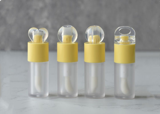 Flat Cap 4 ml Round Lip Oil Bottle Custom logo Big Brush Lip Gloss Tube