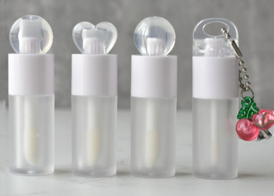Flat Cap 4 ml Round Lip Oil Bottle Custom logo Big Brush Lip Gloss Tube