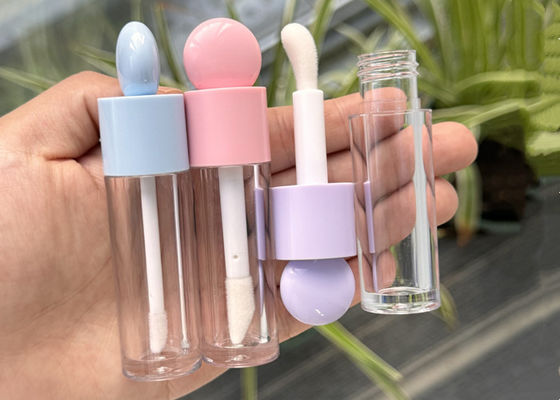 Luxury Flat head 6ml Special Cute Lid Lip Gloss Bottle with Big Brush