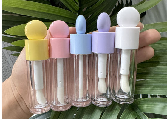 Luxury Flat head 6ml Special Cute Lid Lip Gloss Bottle with Big Brush