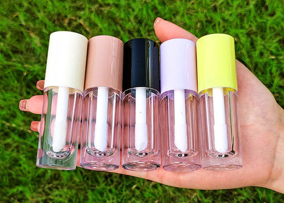 Custom logo 6ml Big Wand Brush Lip Gloss Bottle Pink White Lilac Empty Lipgloss Tubes