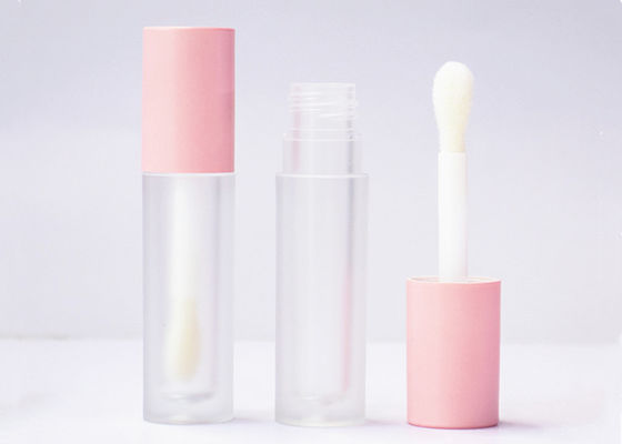 Transparent Frost Cosmetic Tube 4.5 ml Round Private Label Lip Gloss Tube With  Large Brush