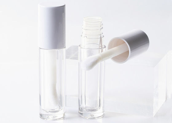 Transparent Frost Cosmetic Tube 4.5 ml Round Private Label Lip Gloss Tube With  Large Brush
