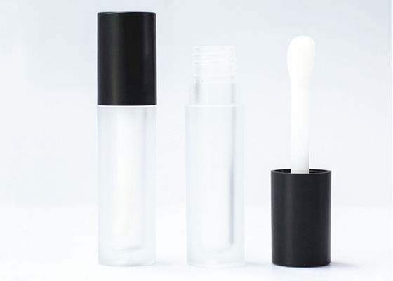 Transparent Frost Cosmetic Tube 4.5 ml Round Private Label Lip Gloss Tube With  Large Brush