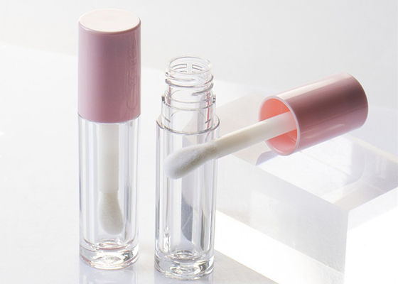 Transparent Frost Cosmetic Tube 4.5 ml Round Private Label Lip Gloss Tube With  Large Brush