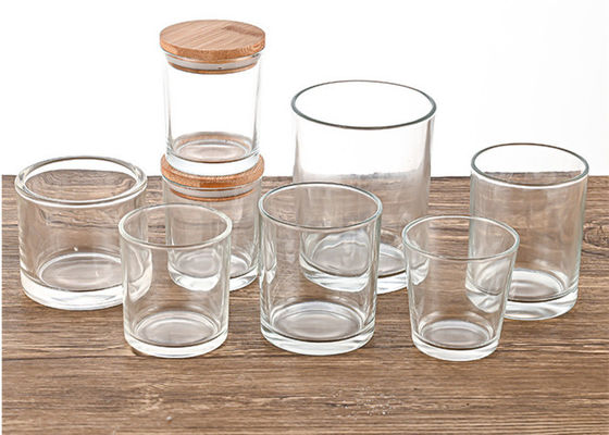 Clear Glass Cylinder Candle Jar Vessel with Shiny Gold Metal Lid Iron for Candle Making