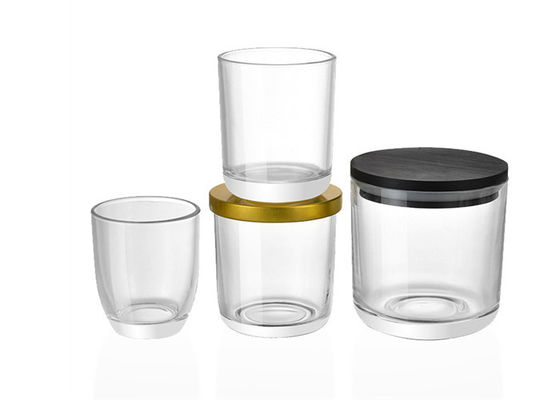 U Shape 4oz 6oz 8oz 10oz 12oz Empty Clear Scented Glass Candle Jars with Wooden Lid