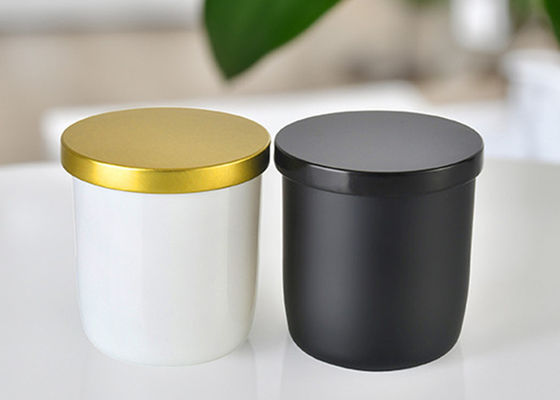 Custom Logo Round Bottom Glass Candle Jar Matte White Black Candle Jar