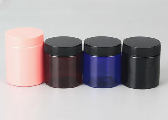 Custom Frosted clear White Black Amber Blue pink Empty Plastic Pet Jar Wide Mouth Cosmetic Container