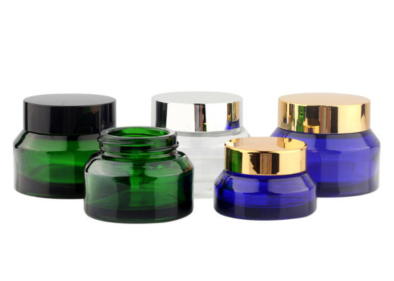 15g 30g 50g Tan Transparent Color Green Amber Frost Glass Container Cosmetic Jars with Aluminum Lids