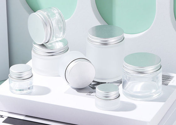 5ml 10ml 15ml 20ml 30ml 50ml 60ml 100ml Clear Glass Body Cream Jar Empty Aluminum Lids Cosmetic Face Cream Jars