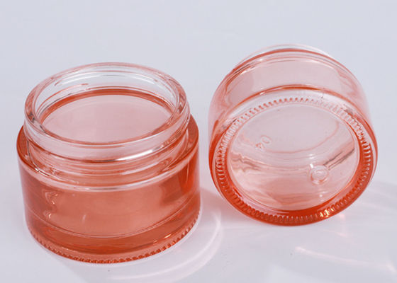 5ml 10ml 15ml 20ml 30ml 50ml 60ml 100ml Straight Round Rose Gold Lid Cosmetic Face Cream Jar Pink Glass Cream Jars with Spoon
