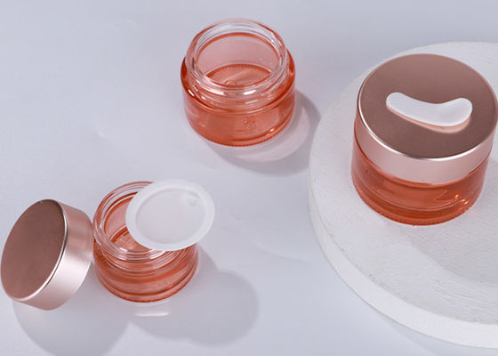 5ml 10ml 15ml 20ml 30ml 50ml 60ml 100ml Straight Round Rose Gold Lid Cosmetic Face Cream Jar Pink Glass Cream Jars with Spoon