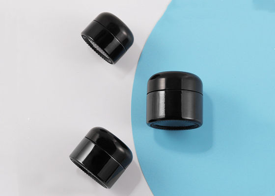Glass Cosmetic Cream Jar Round Men's Skin Care Black Uv Smell Proof Container with Black Shiny Cap