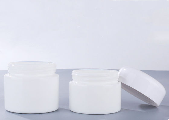 Porcelain White Glass Jar White Lid Empty Round White Glass Cosmetic Jar Packaging