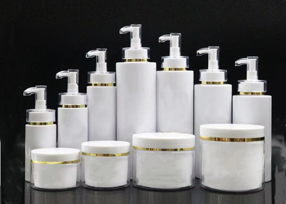 100ml 150ml 200ml 250ml 300ml 350ml 400ml 500ml White Pump Bottle with Gold Silver Line Cap