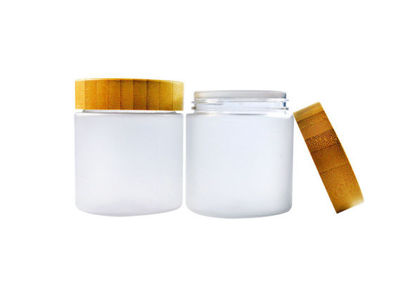 Pet 50ml 150ml 250g 250ml 8oz 500ml Frosted clear PET Plastic Cosmetic Wax Scrub Container Cream Jar with Bamboo Wooden Lids