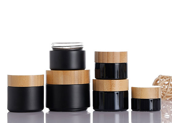 15g 20g 30ml 50g 100ml Clear Black Amber Green Cosmetic Body Butter Cream Glass Jar With Bamboo Lid