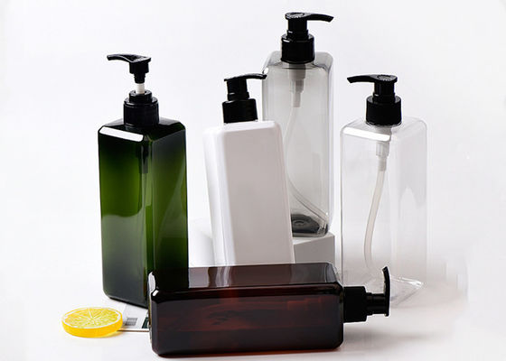500ml Clear Amber  Black Square Plastic Lotion Bottle For Skincare Product