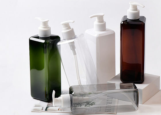 500ml Clear Amber  Black Square Plastic Lotion Bottle For Skincare Product