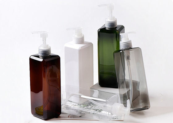 500ml Clear Amber  Black Square Plastic Lotion Bottle For Skincare Product